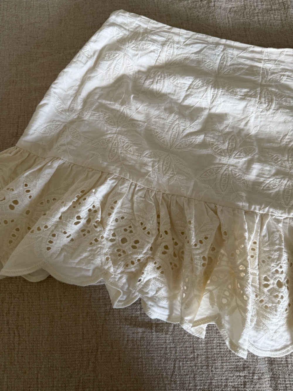 Express White Eyelet Ruffle Mini Skirt - Picture 3 of 4